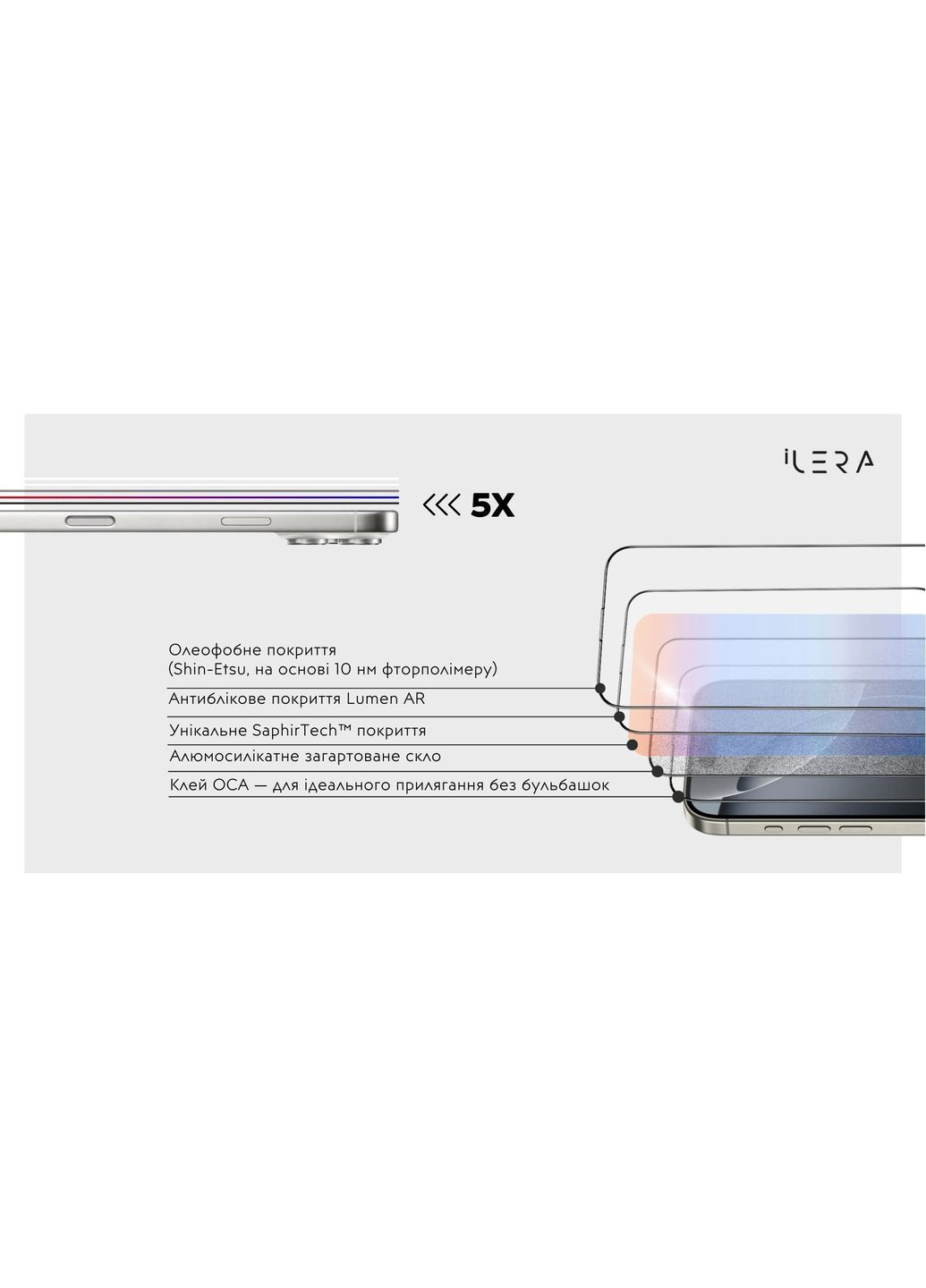 Захисне скло Sapphire Ultra Glass 2.0 для iPhone 17 Air Black (ILSPDLPL17AIR) iLera (366827566)