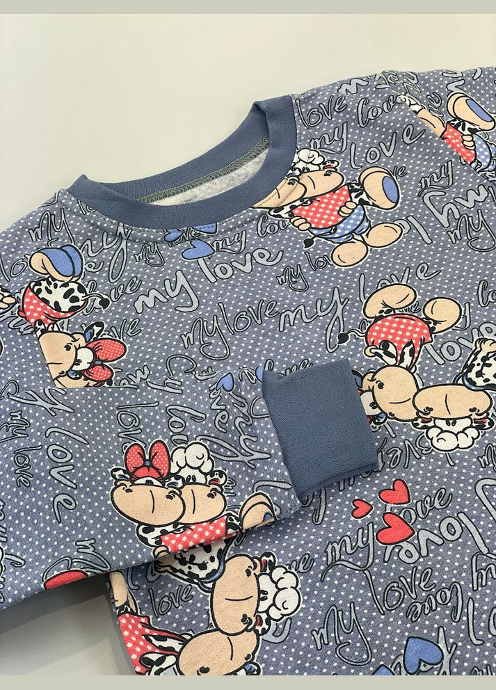 Синя зимня утеплена піжама для дівчинки Фламинго