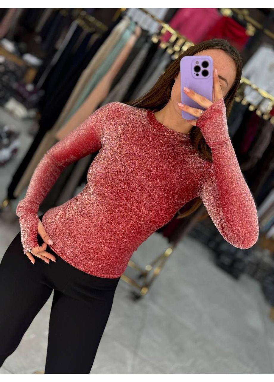 Стильный лонгслив из люрекса с вырезом для пальчика No Brand (370547569)