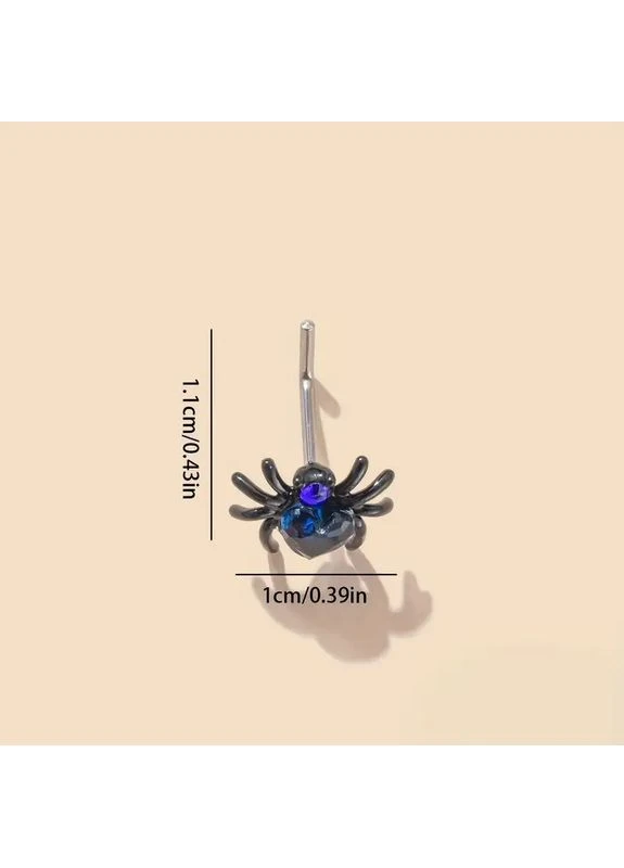 Черная сережка для пирсинга носа Паук с синим фианитом LuxAurum248 Liresmina Jewelry (402249263)