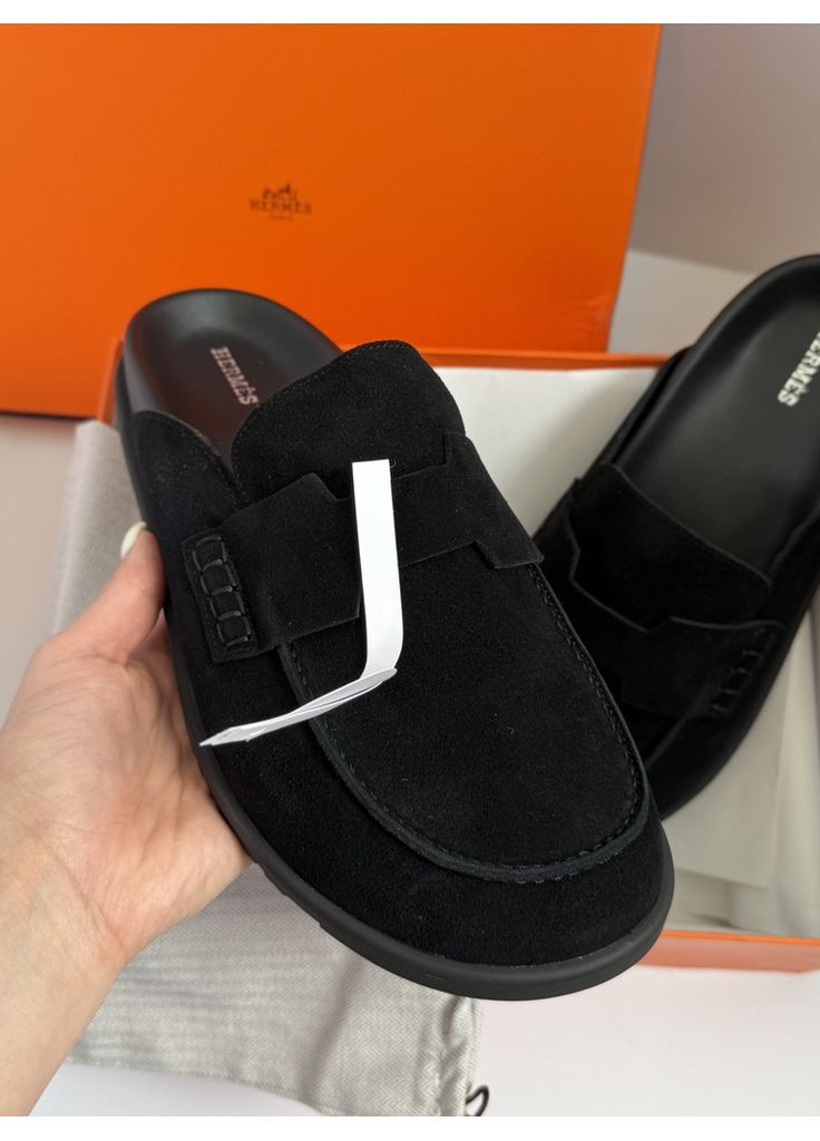 Замшеві шльопанці жіночі мюлі клоги Ермес унісекс No Brand (352192537)