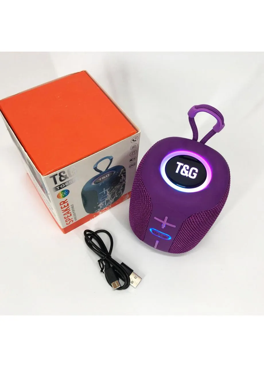 Портативна Bluetooth колонка TG658 8W з RGB підсвічуванням бездротова портативна потужна. Колір: фіолетовий No Brand (385266757)