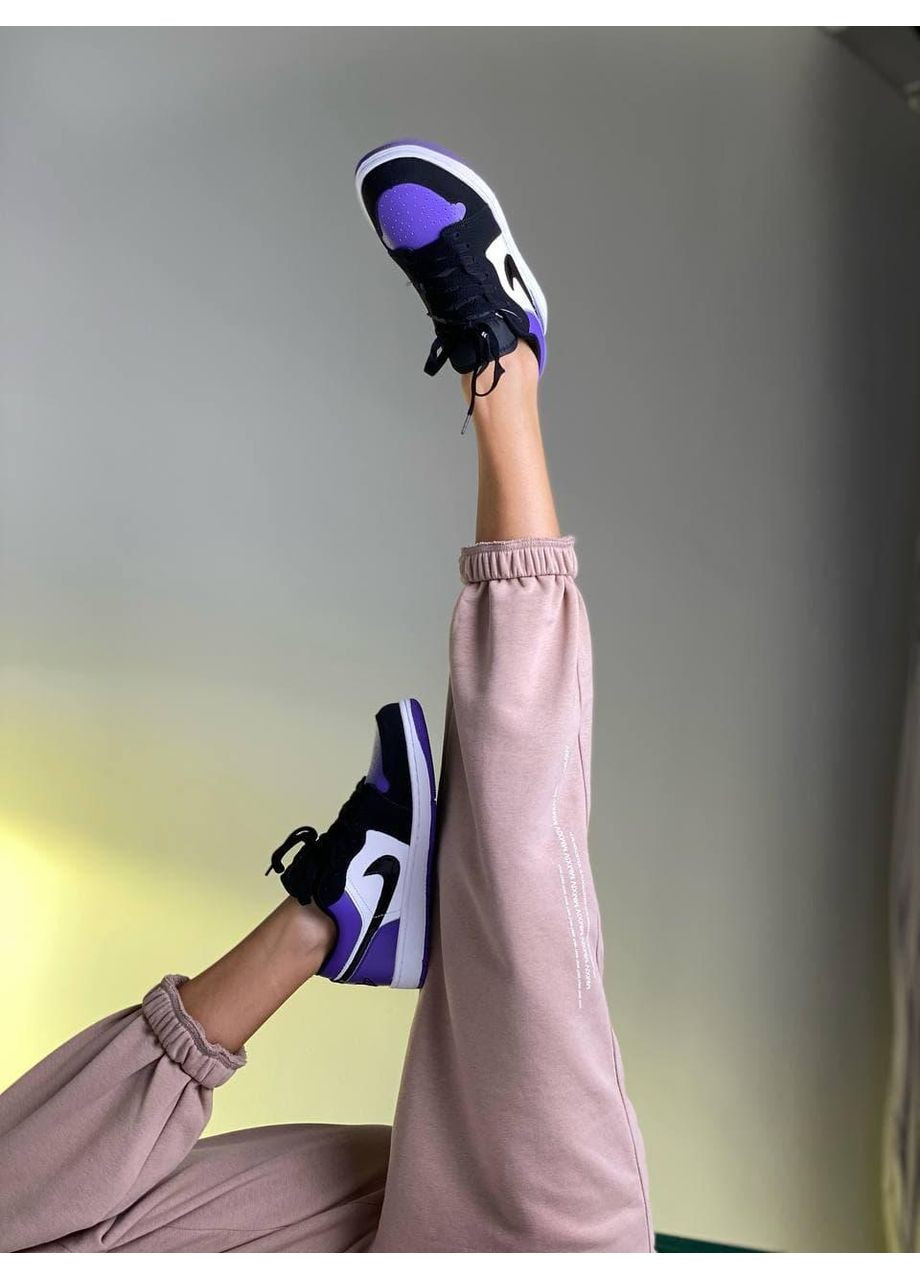 КРОССОВКИ ЖЕНСКИЕ NIKE AIR JORDAN RETRO 1 LOW VIOLET WHITE BLACK НАЙК АИР ДЖОРДАН БЕЛЫЕ No Brand белые демисезоны (392024306)