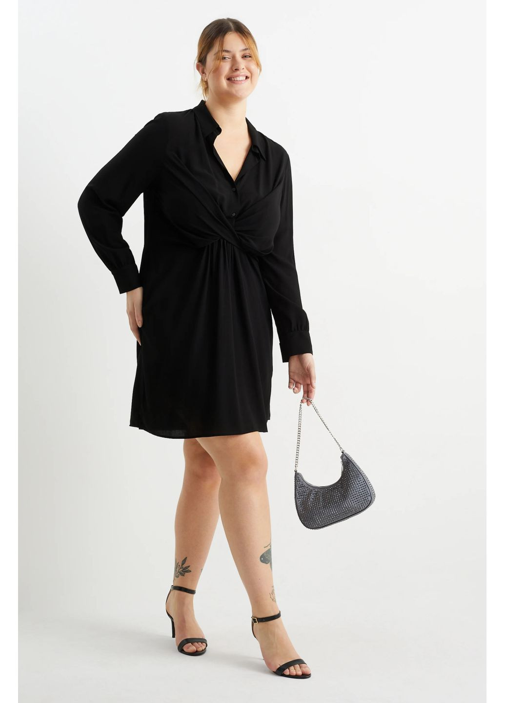 Чорна кежуал сукня з віскози C&A однотонна