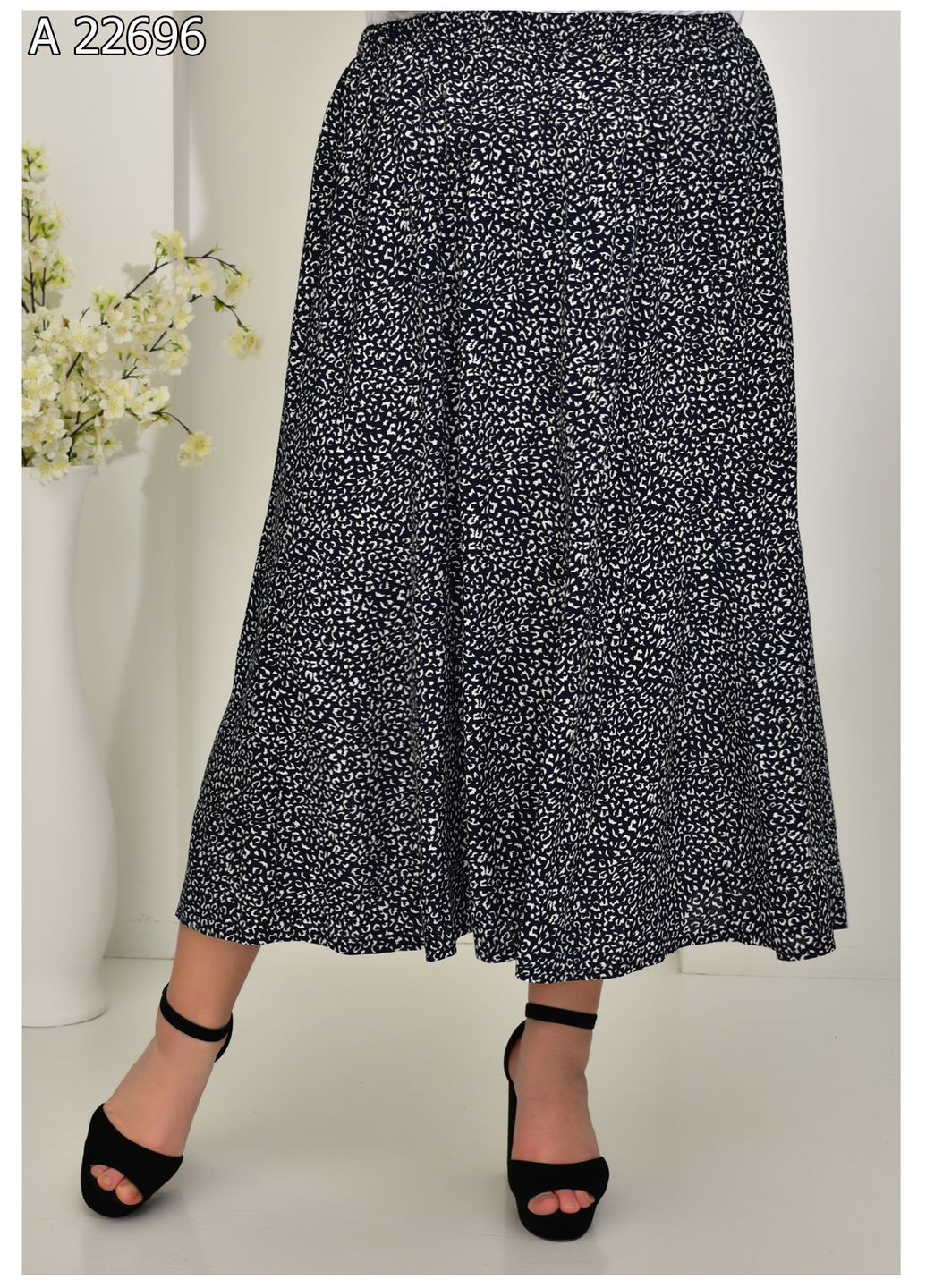 Черная повседневная женская летняя юбка большого размера SK