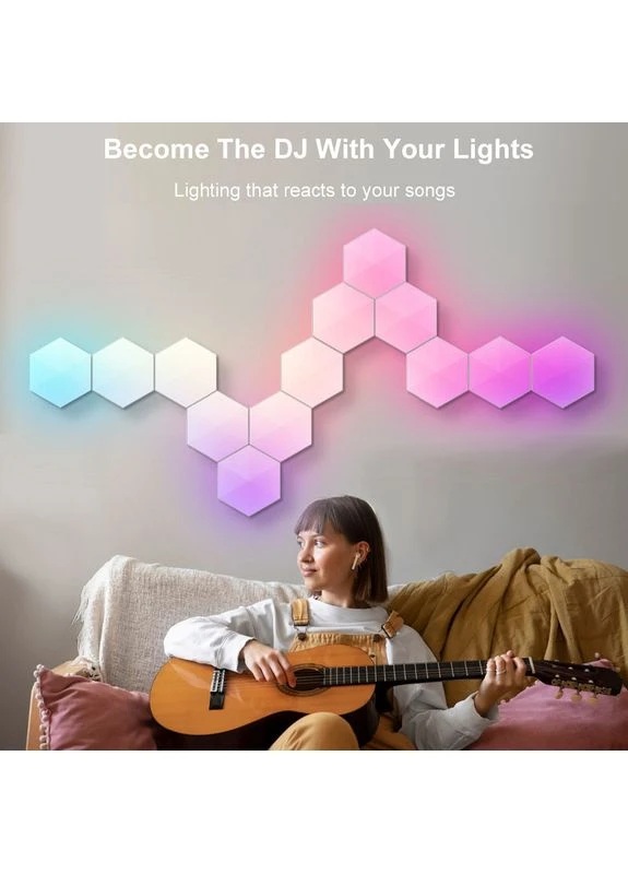 Модульний настінний світильник LED RGB 5V стільники SAL-011B 6pcs Bluetooth USB with app Epik (369668317)