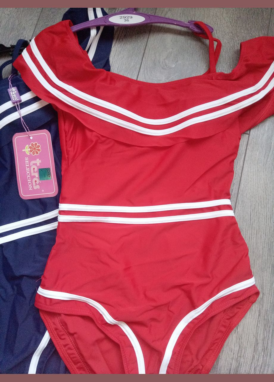 Червоний літній купальник закритий червоний суцільний Teres