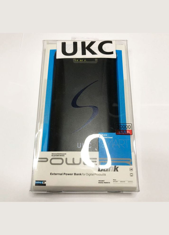 Мобільна зарядка портативна Power Bank 30000 mAh, Зовнішній акумулятор, Зарядка power bank. Колір: чорний UKC (364665770)