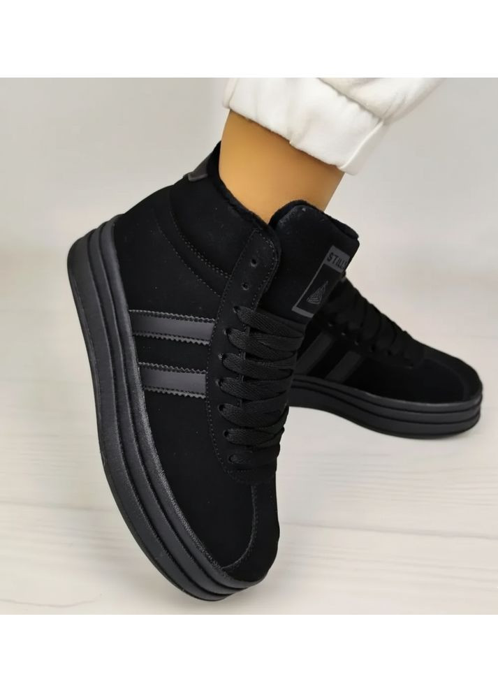 Черные кеды женские зимние черные замшевые (hb960-8) 40 Stilli