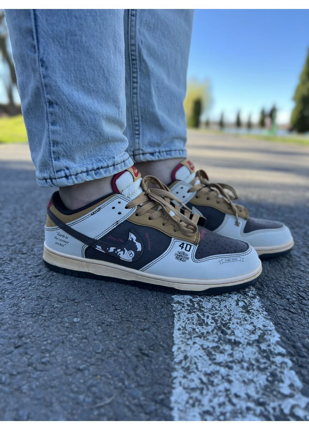 Комбіновані кросівки чоловічі nike sb dunk low x stussy 40th найк сб данк демісезон No Brand