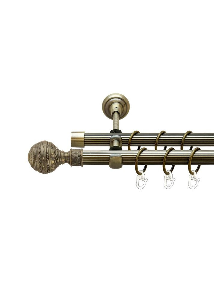 Карниз Арабеска металлический двухрядный открытая рифленая труба Антик 19\19 мм 160 см (00-00022045) ORVIT (300692075)