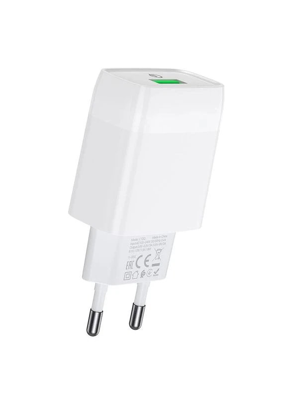 Зарядное устройство Hoco QC3.0 18W 1USB-A белый 82х42х26 мм ABS No Brand C72Q Glorious (402058339)