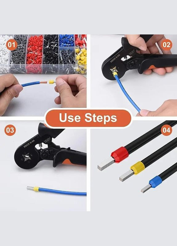 Клещи обжимные кримпер для наконечников 0.25-10 мм2 обжимной инструмент HSC8 6-4А оранжевый (R051305) No Brand (349844731)