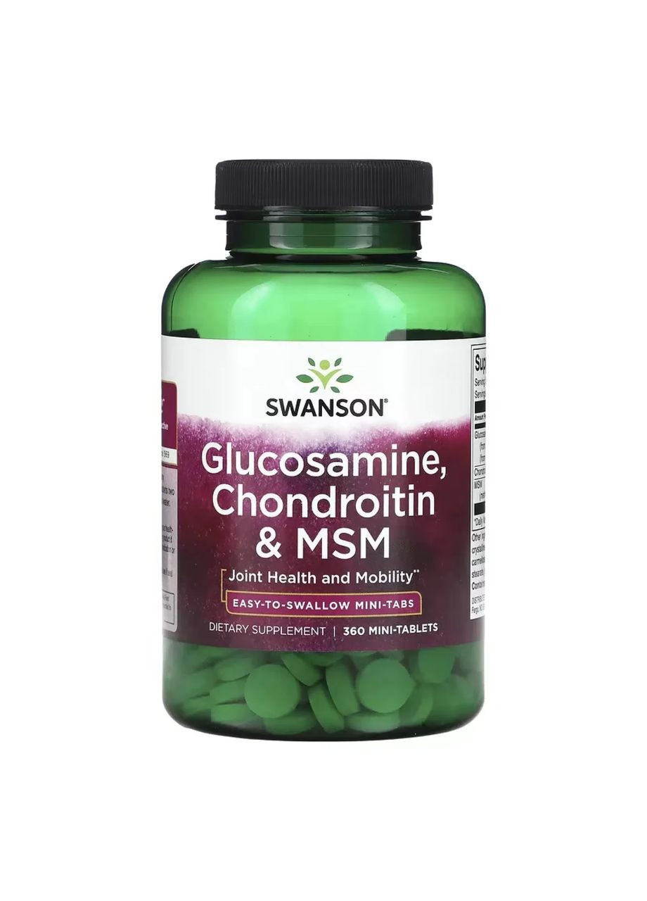 Добавка для суглобів Glucosamine Chondroitin & Msm Mini Tabs, 360 таблеток Swanson (361118735)
