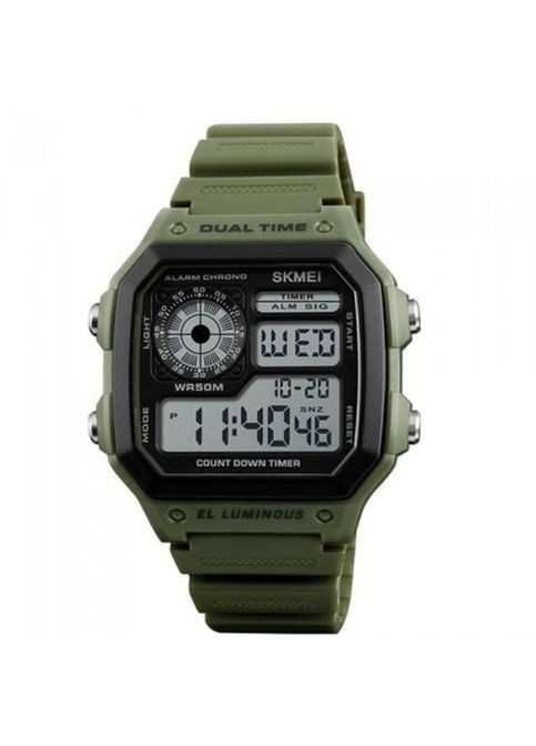 Чоловічий спортивний електронний годинник 1299AG Темно-зелений Skmei (318020632)
