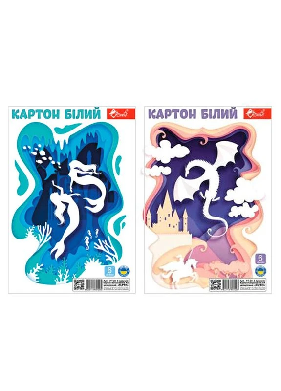 Картон білосніжний super УП-28 целюлозний А4 (6 арк), обкладинка-слайдер (крейдовий папір 115г/м2) (1) Generic (383223521)