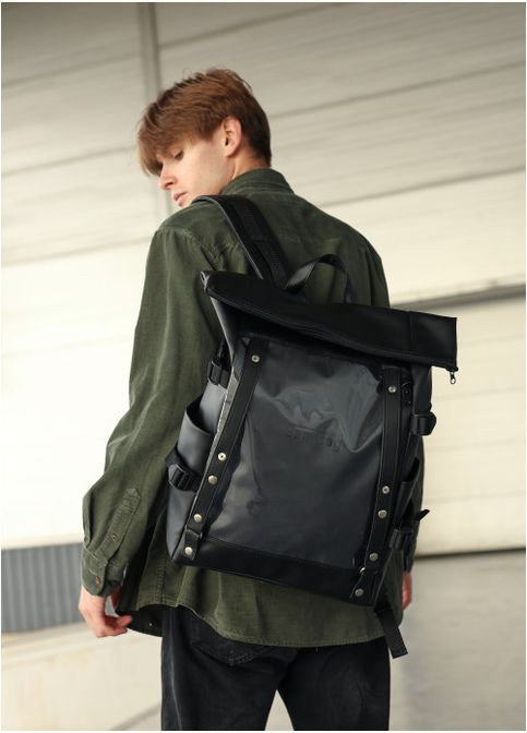 Рюкзак мужской из экокожи Hacking Черный Sambag (301871872)