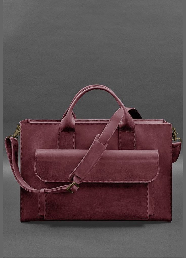 Шкіряна сумка для ноутбука та документів Універсальна бордова Crazy Horse (A-028200) BlankNote (327874278)