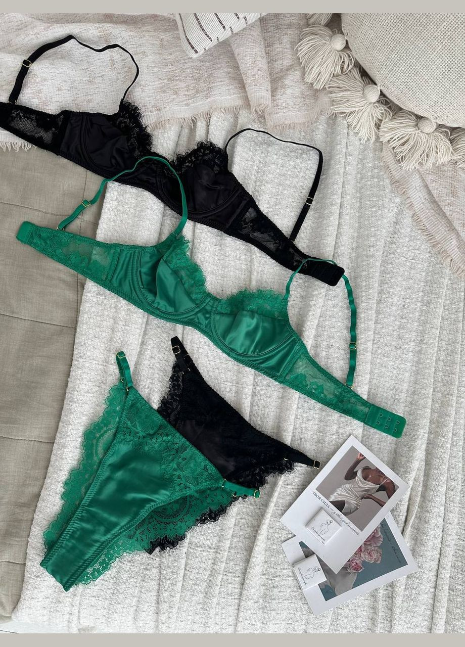 Чорний демісезонний звабливий зручний комплект з мереживом Vakko