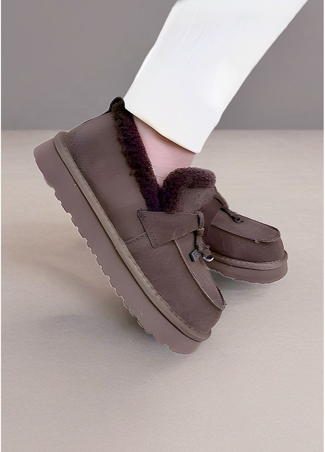 Жіночі угги лофери коричневий колір No Brand (365438336)