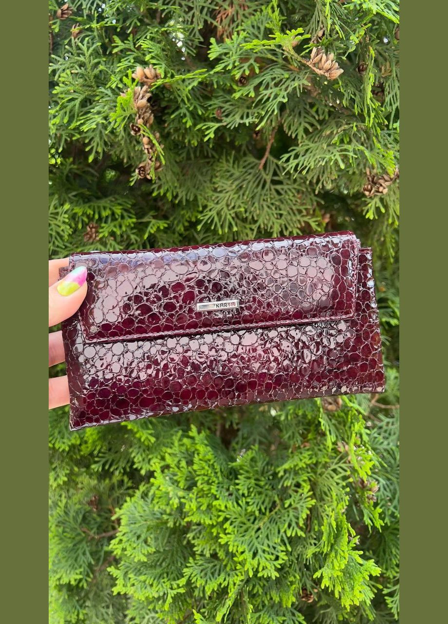 Кошелек женский купюрник натуральная кожа лак на магнитах Турция бордовый Karya (341322805)