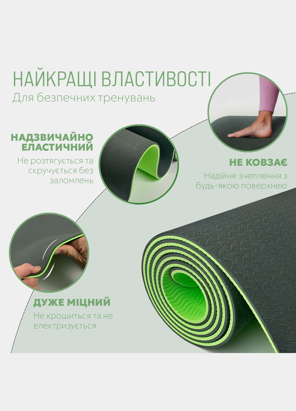 Коврик для йоги и фитнеса TPE+TC 6 мм двухслойный EasyFit (345714809)