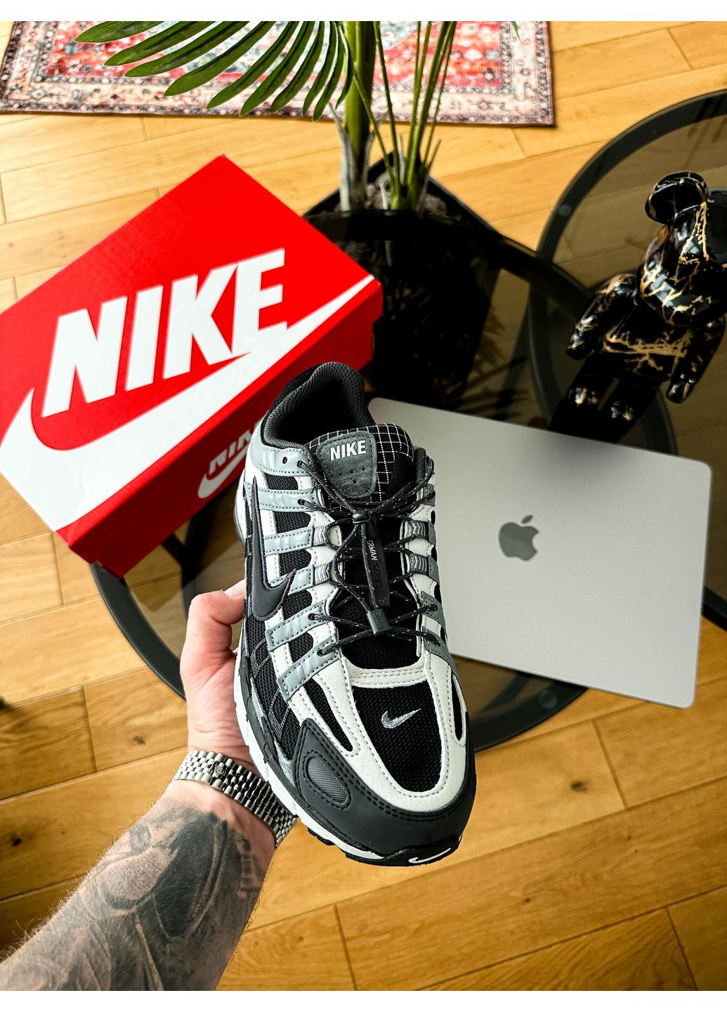 Чорні Осінні кросівки чоловічі і жіночі nike p-6000 black grey blue | найк р-6000 чорні No Brand