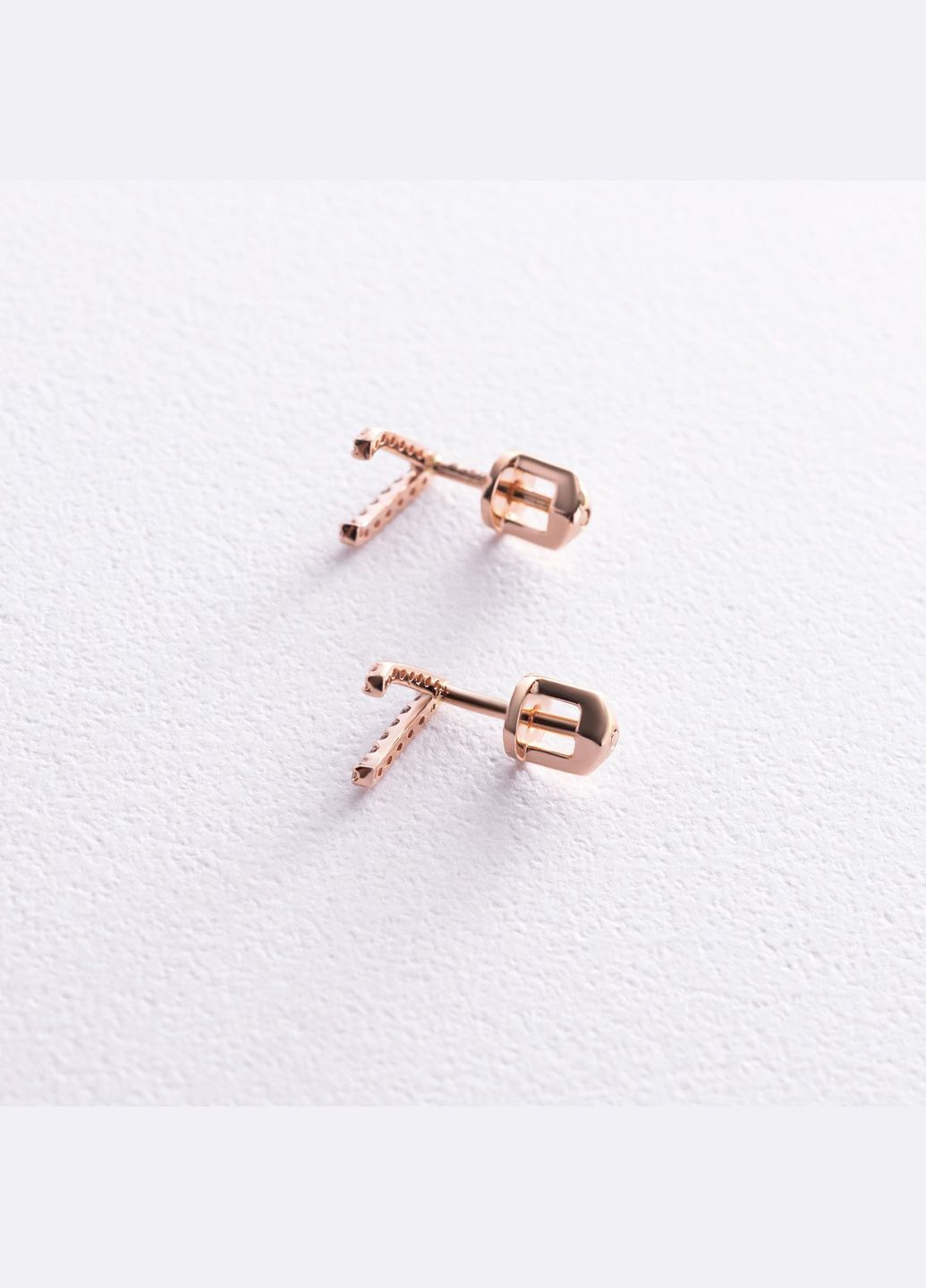 Сережки - пусети Акцент з фіанітами (червоне золото) с08473 Oniks (264023315)