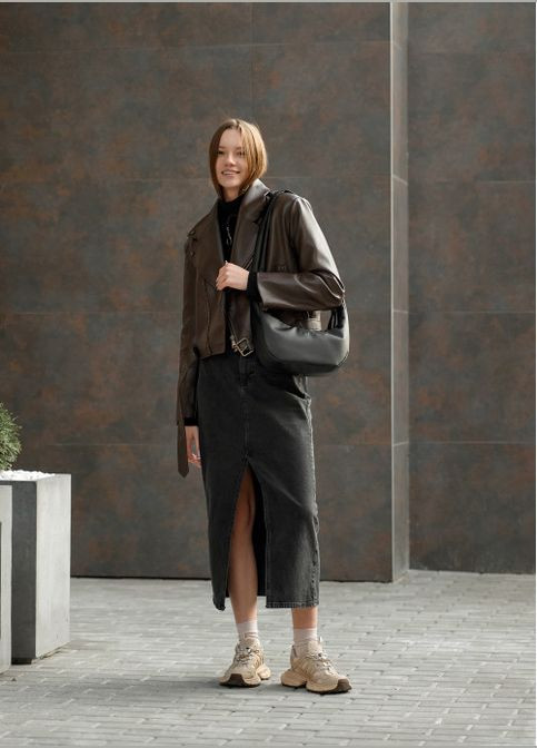 Сумка женская через плечо из экокожи HOBO M Черный Sambag (302009275)