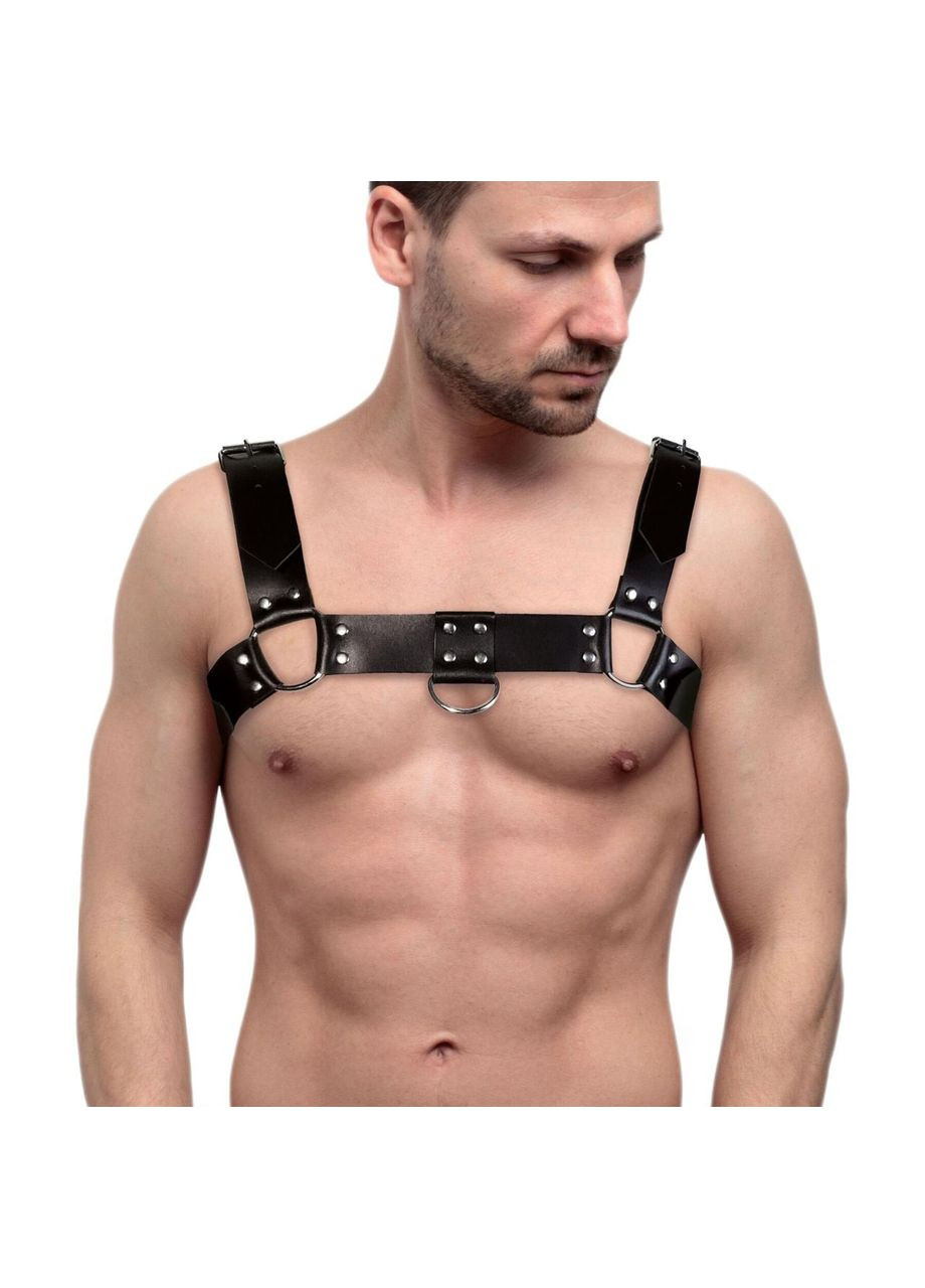 Мужская портупея на грудь из натуральной кожи Feral Feelings - Bulldog Harness Black No Brand (303886971)
