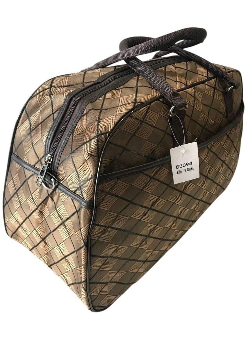 Сумка дорожня ручна поклажа з довгим ремінем через плече і боковою кишенею 8809 коричнева No Brand (361433138)