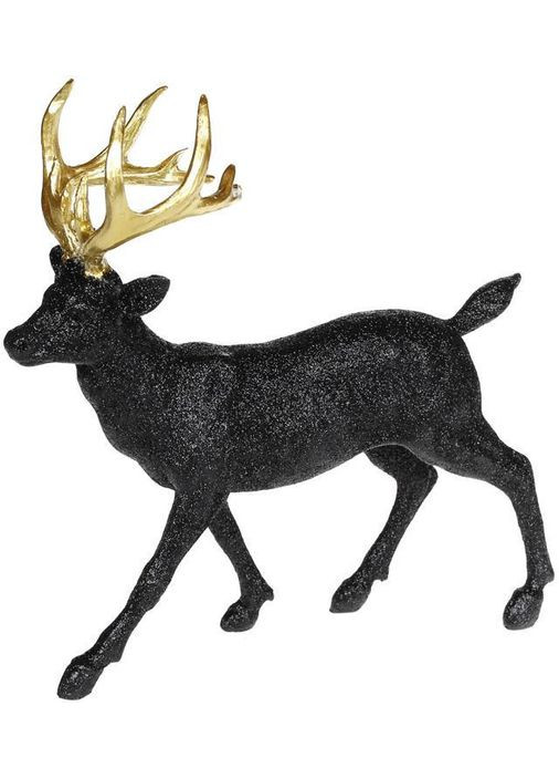 Статуэтка декоративная «Олень с золотыми рогами» 23х8х24см, черный с глитером Bona (329896933)