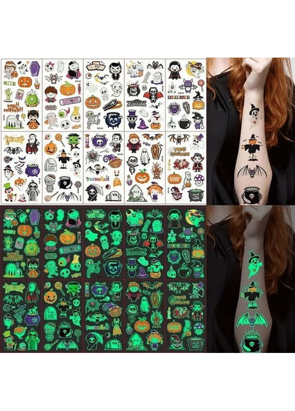 Набір тимчасових тату "Halloween glow №2" kids-tatto-halloween-g2 No Brand (366038613)