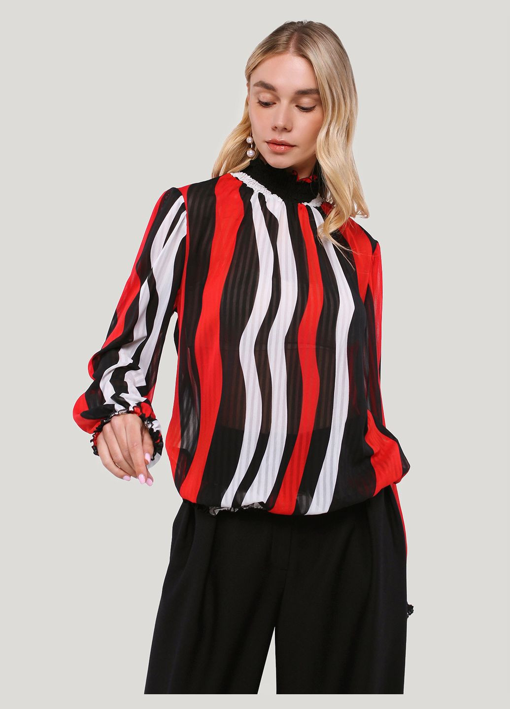Комбинированная трендовая блуза в полоску - ua42 / eu36 Iren Klairie