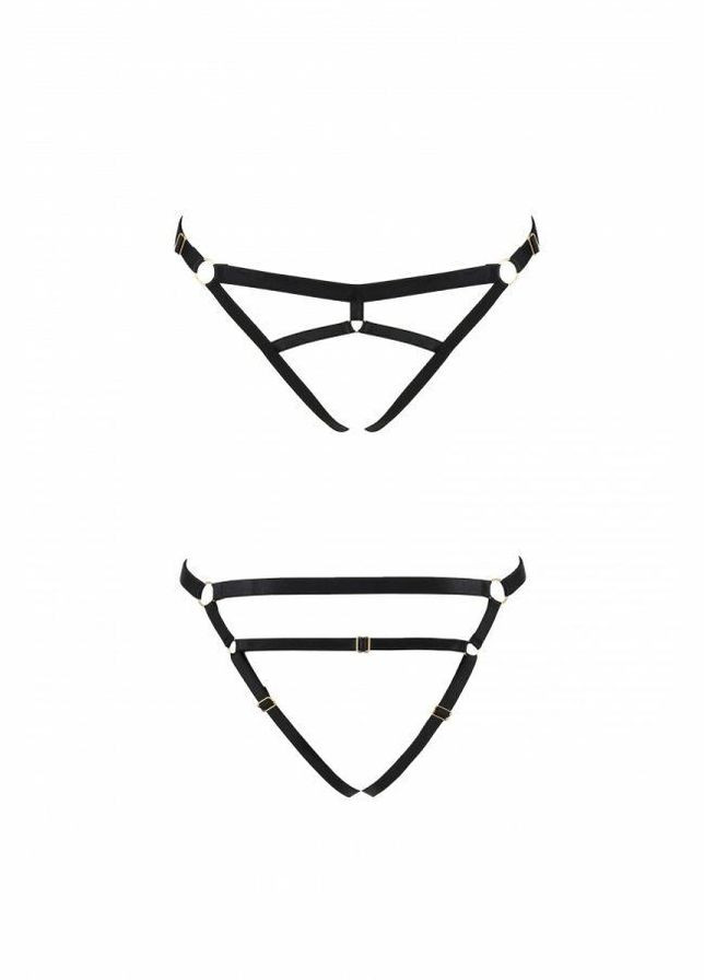 Чорний демісезонний трусики стрінги з стреп kelis thong black – exclusive Passion