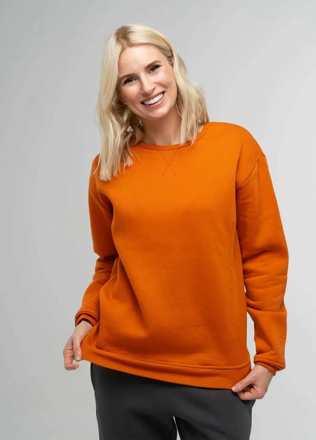 Помаранчевий світшот жіночий Роза однотонний стрічки (327223646)