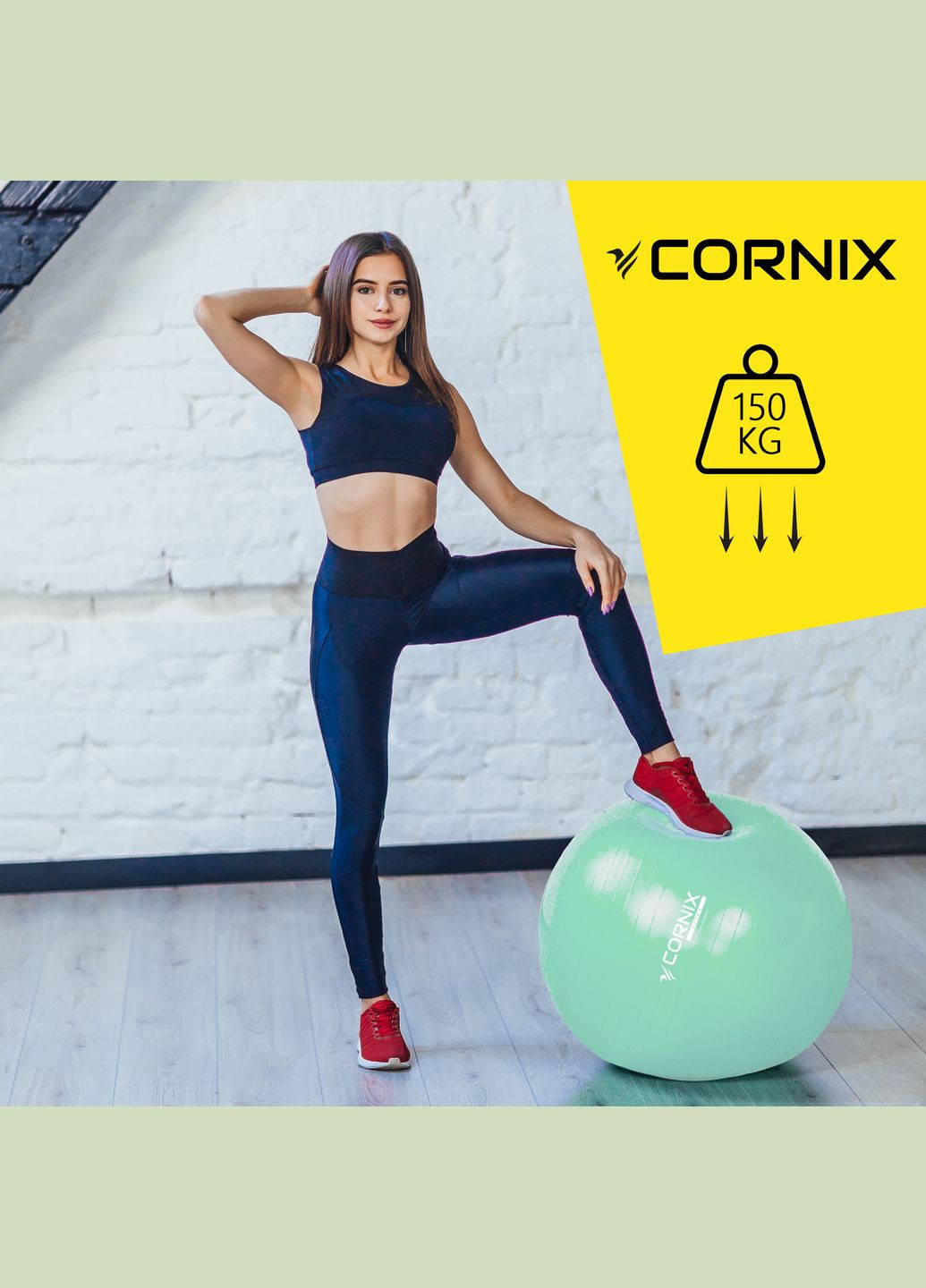 М'яч для фітнесу (фітбол) 55 см Anti-Burst XR-0360 Mint Cornix (318867565)