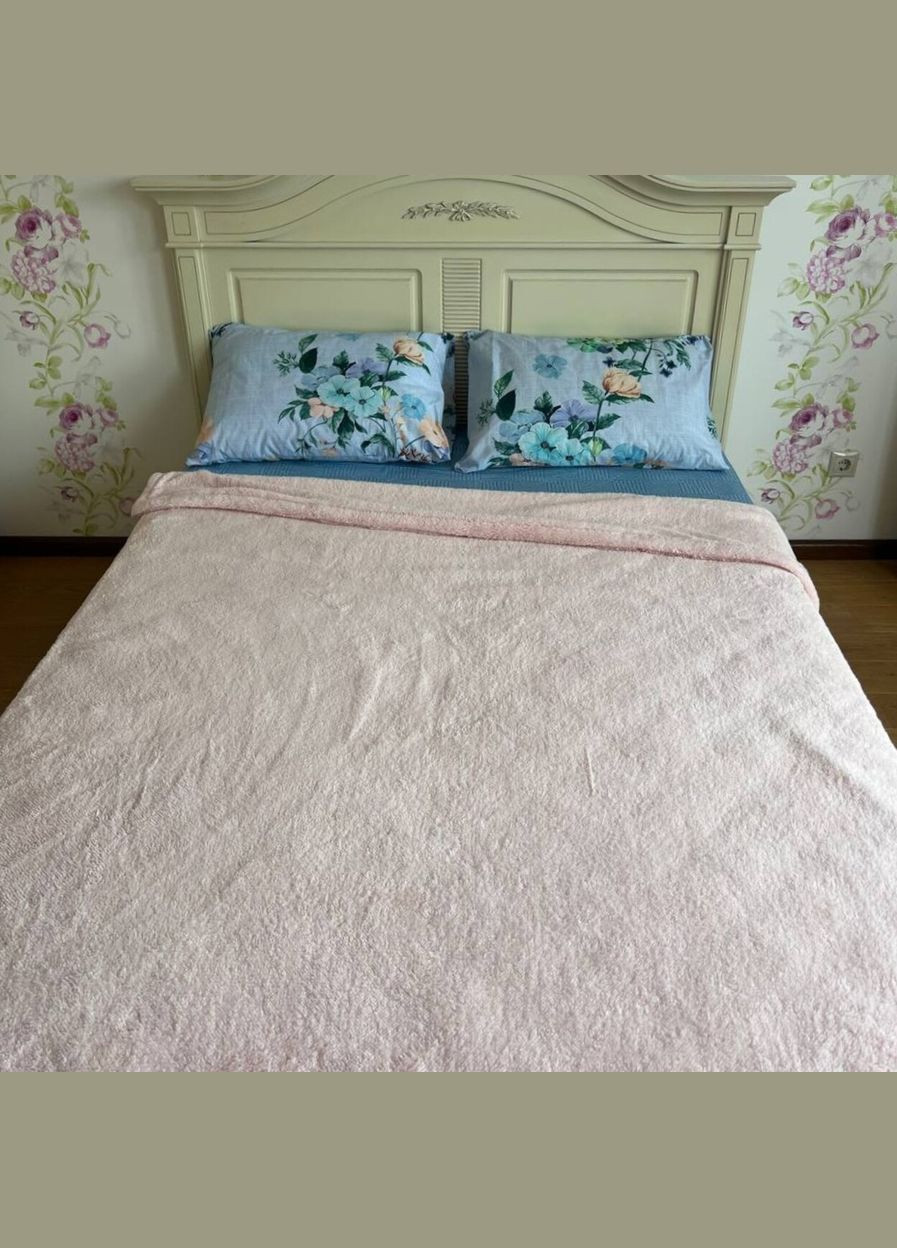 Плед-покривало двосторонній півтораспальний 165х200 пудровий Тедді 787811 Ananasko (344590230)