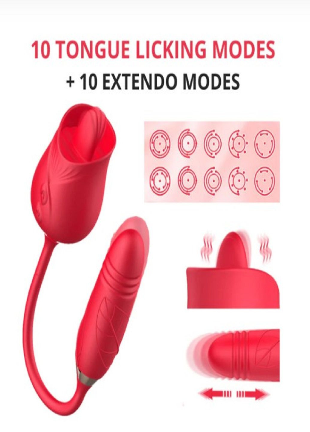 Вибратор Pink Tongue Vibrator силиконовая вибрирующая секс-игрушка 2 в 1 стимулирует клитор, точку G и сосок 10 режимов вибрации VTech (285719414)