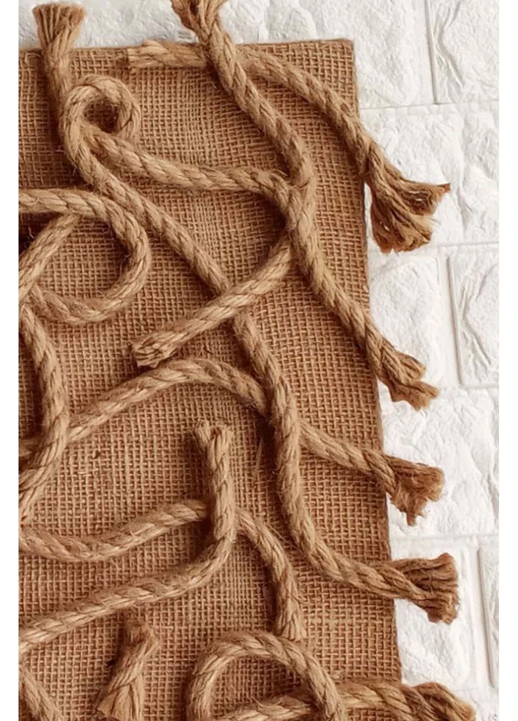 Картина в стиле Fiber Art 60х60 см – настенный декор лофт из мешковины и джута. HHD (361125577)