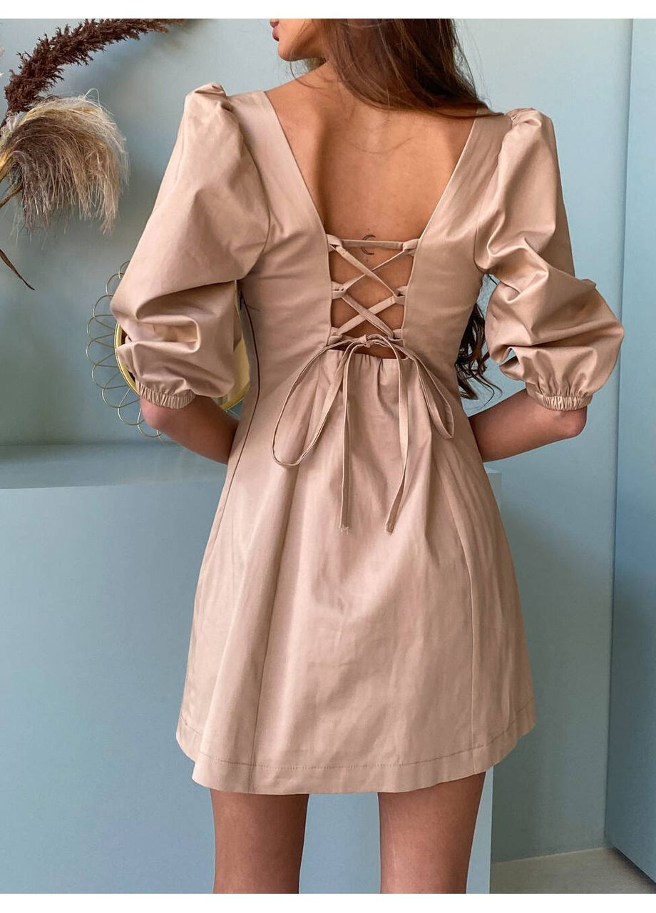 Бежевое женское платье с вырезом каре melissa (mil468) milirud