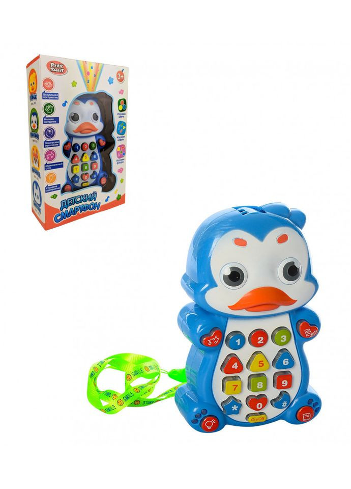 Детский развивающий телефон 7614 (укр.) с проектором 76141 (Пингвин) Limo Toy (304410467)