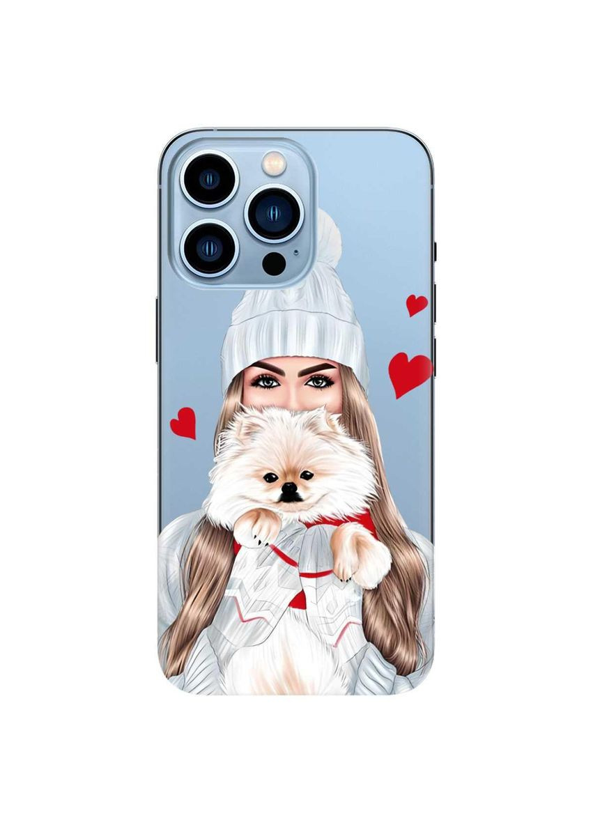 Прозорий чохол на Apple iPhone 13 Pro Max Дівчина з песиком (принт 142) Creative (362967673)