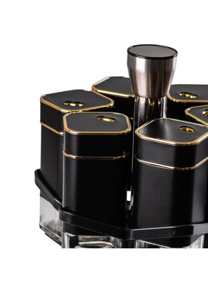 Набір ємностей для спецій на підставці 12 баночок по 120 мл із золотом TS Kitchen (360455408)