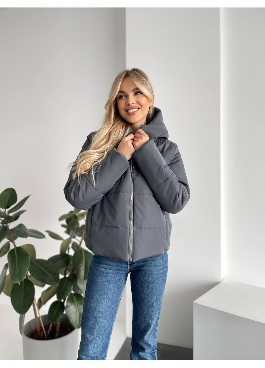 Графітова демісезонна куртка плащівка синтепон 200 топ якість No Brand