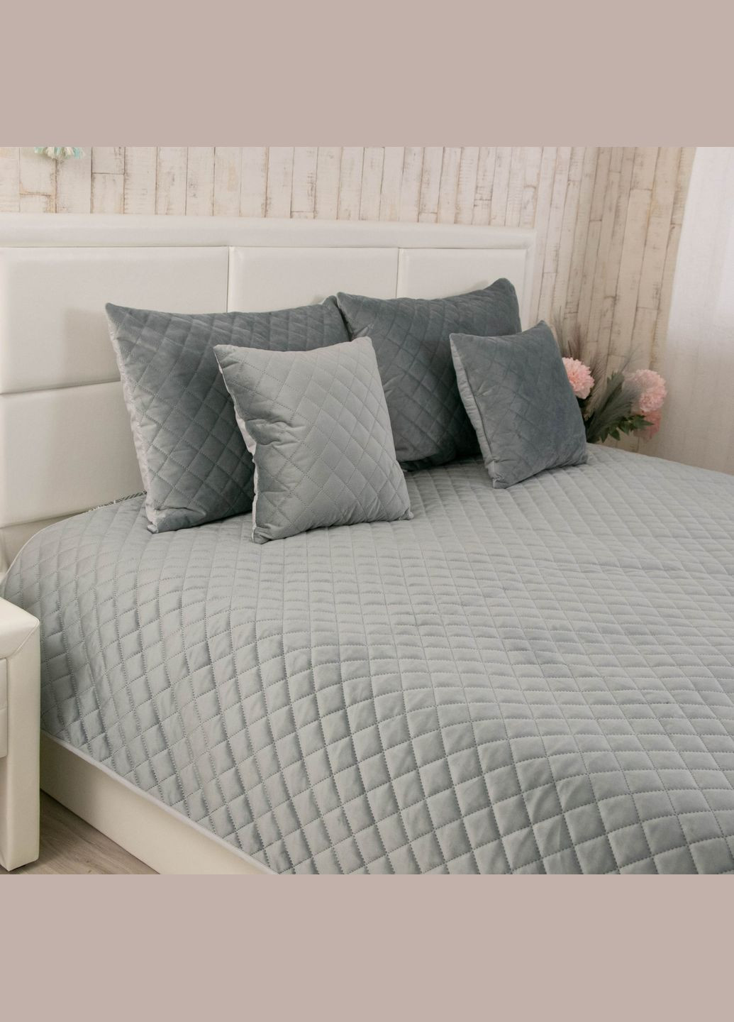 Покривало 220х240 VeLour "Dark Grey ромб" Руно 330.55_Dark Grey ромб (284278735)