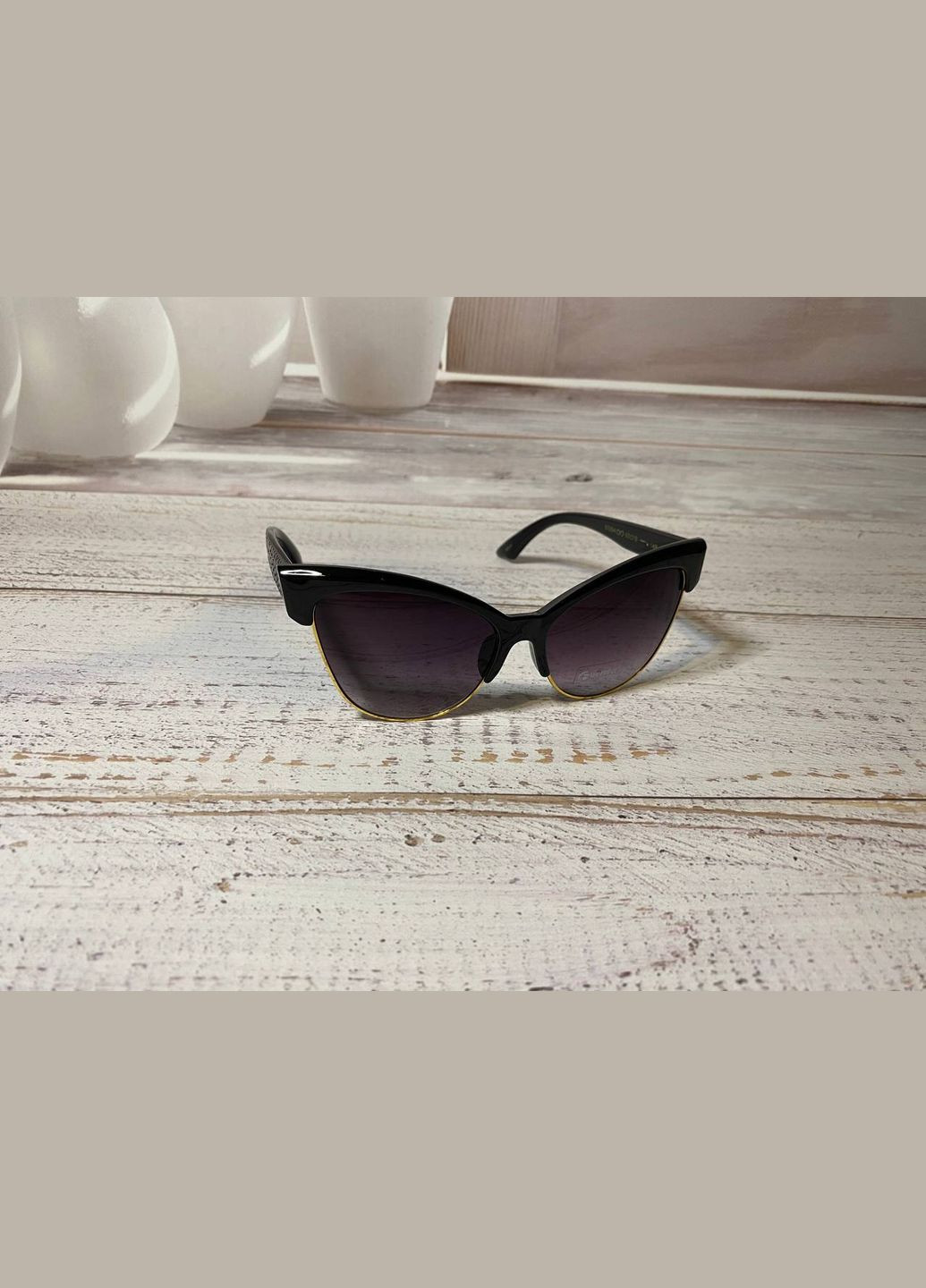 Очки женские солнцезащитные бабочка черный градиент с текстурным принтом LIGHT (315889503)