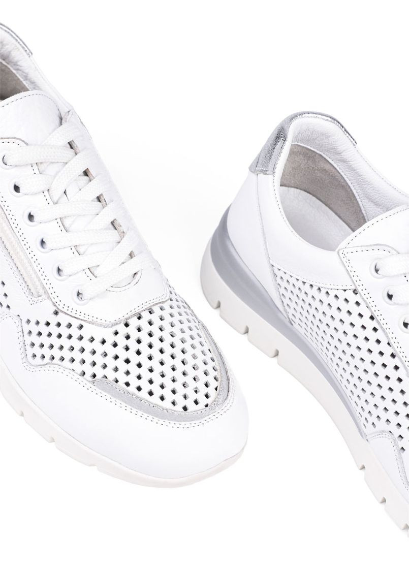 Белые всесезонные женские кроссовки 0030-6601-192 белая кожа Attizzare