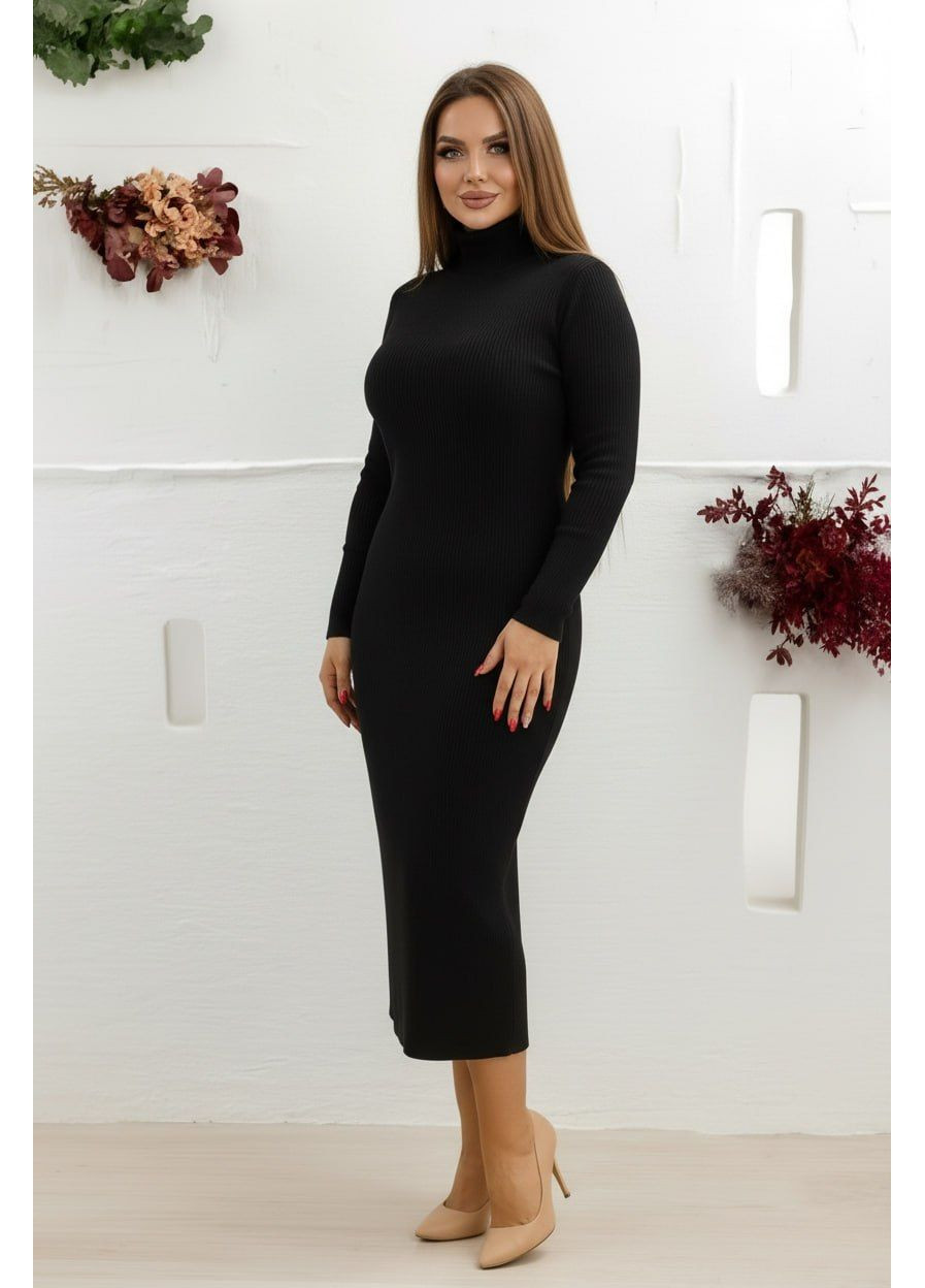Чорна кежуал тепла сукня MeeLan однотонна