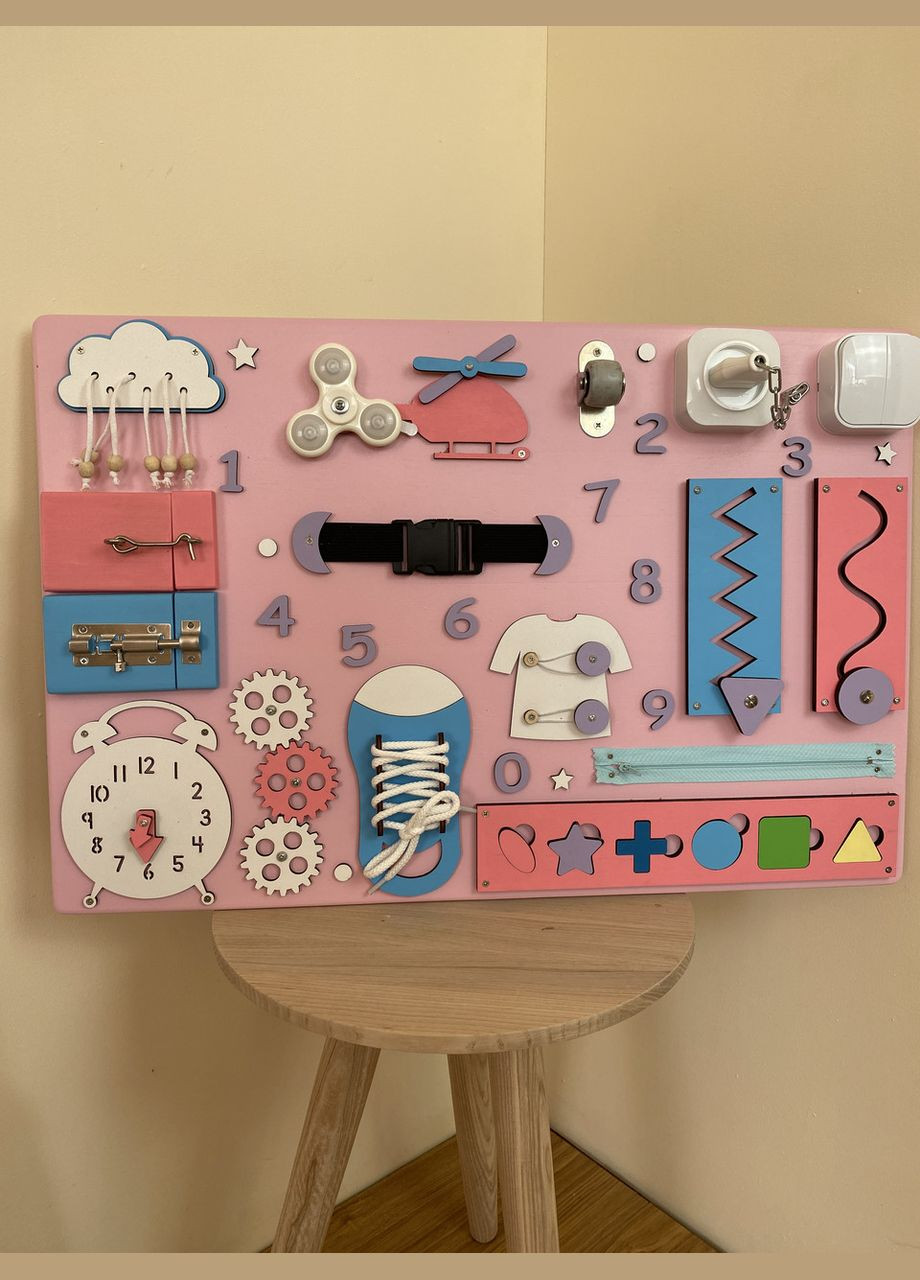 Бізіборд дерев'яна дитяча іграшка 40х60 см No Brand (355890453)